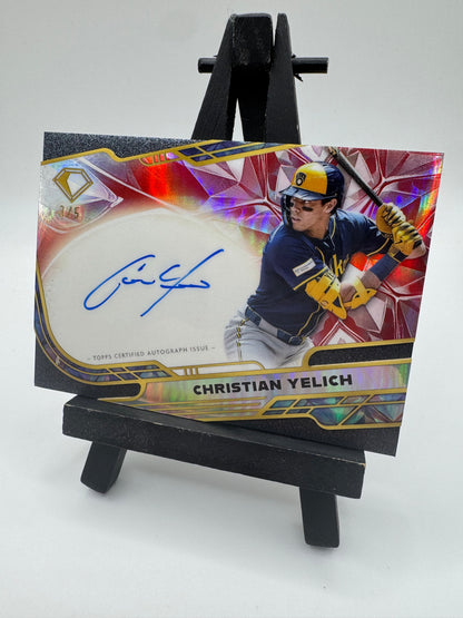 2025 Topps Diamond Icons Autograph Red Refractor /5 Christian Yelich #ACC-CY Milwaukee Brewers
