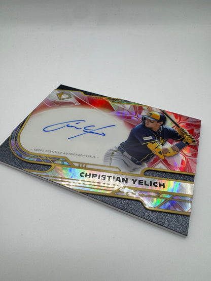2025 Topps Diamond Icons Autograph Red Refractor /5 Christian Yelich #ACC-CY Milwaukee Brewers