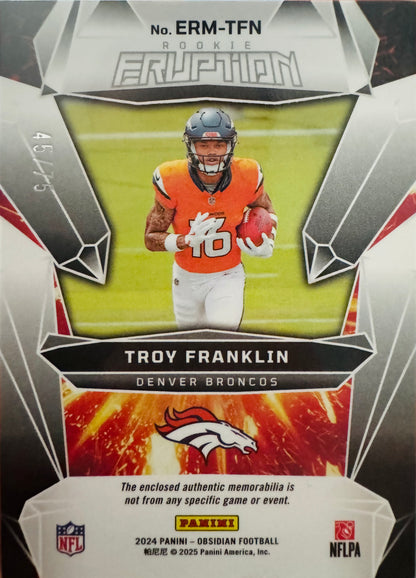 2024 Panini Obsidian Red Eruption RC /75 Troy Franklin #ERM-TFN Denver Broncos