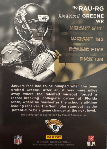2015 Panini Black Gold RC Auto /99 Rashad Greene #RAU-RG Jacksonville Jaguars