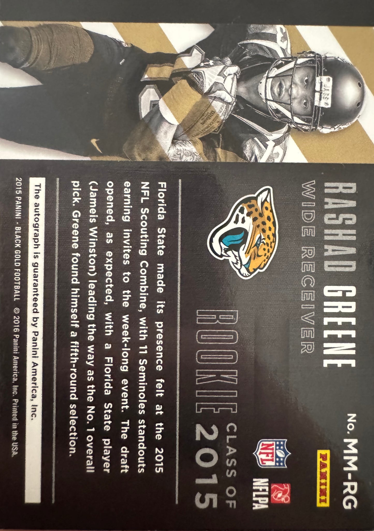 2015 Panini Black Gold Metallic Marks Auto RC /99 Rashad Greene #MM-RG Jacksonville Jaguars