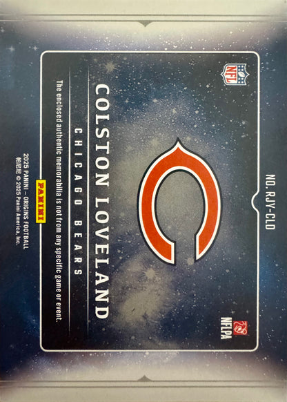 2025 Panini Origins Rookie Jumbo Patch /25 Colston Loveland RC #RJY-CLD Chicago Bears