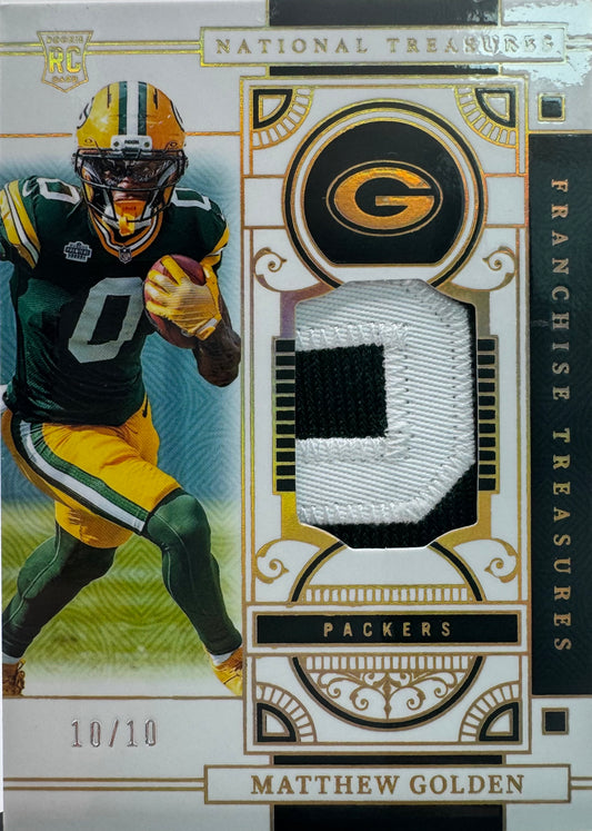 2025 Panini National Treasures Patch /10 Matthew Golden #FTR-MGN Green Bay Packers