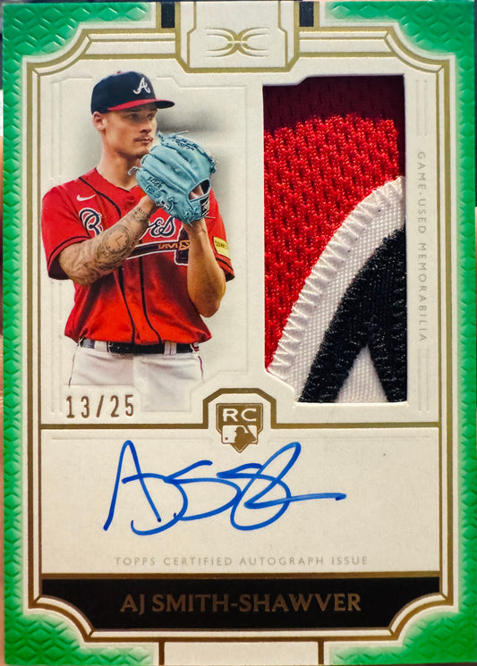 2024 Topps Definitive Rookie Patch Auto RC /25 AJ Smith-Shawver #DRPC-AS Atlanta Braves