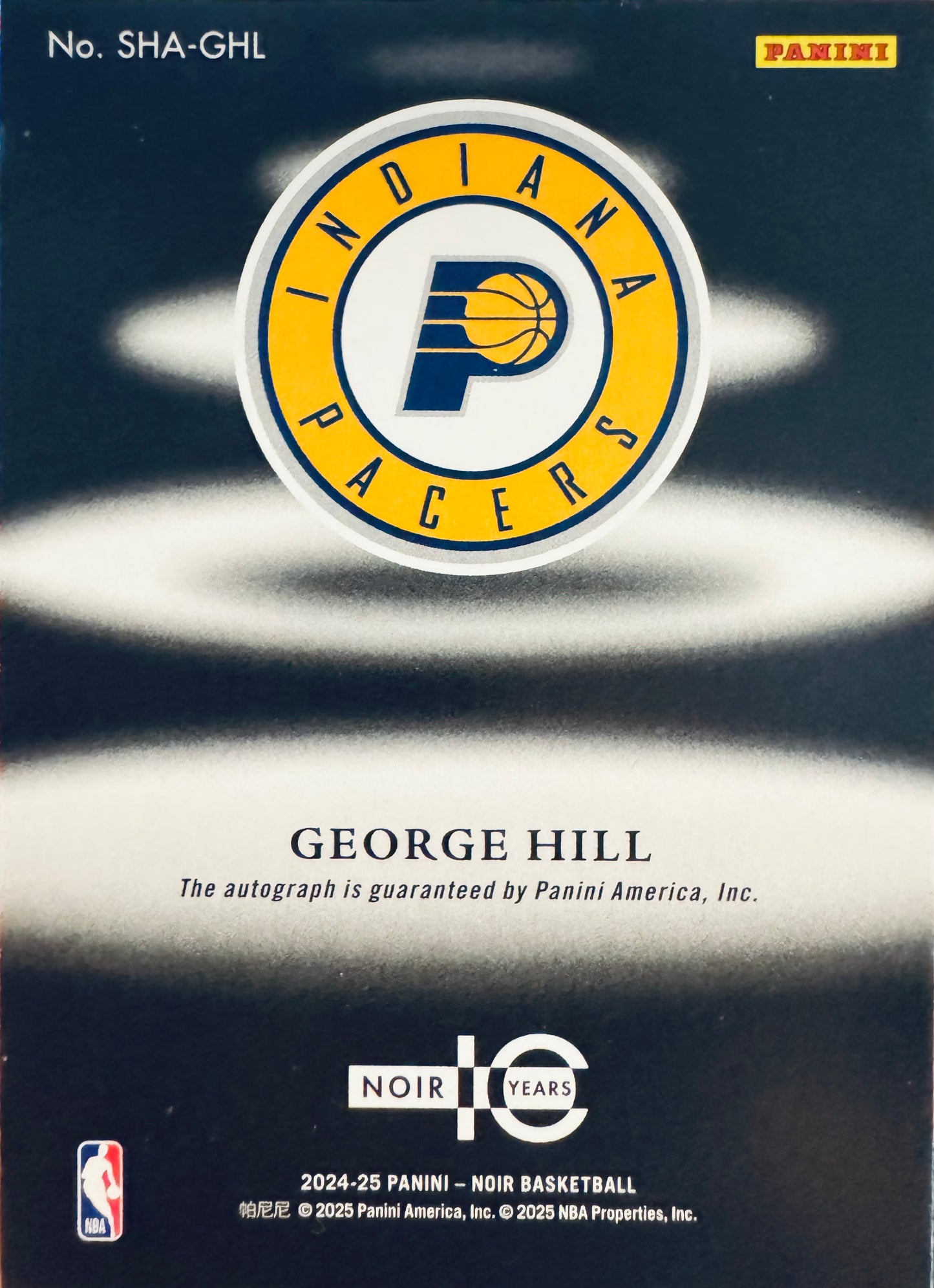 2024 Panini Noir Shadow Signatures George Hill #SHA-GHL Indiana Pacers