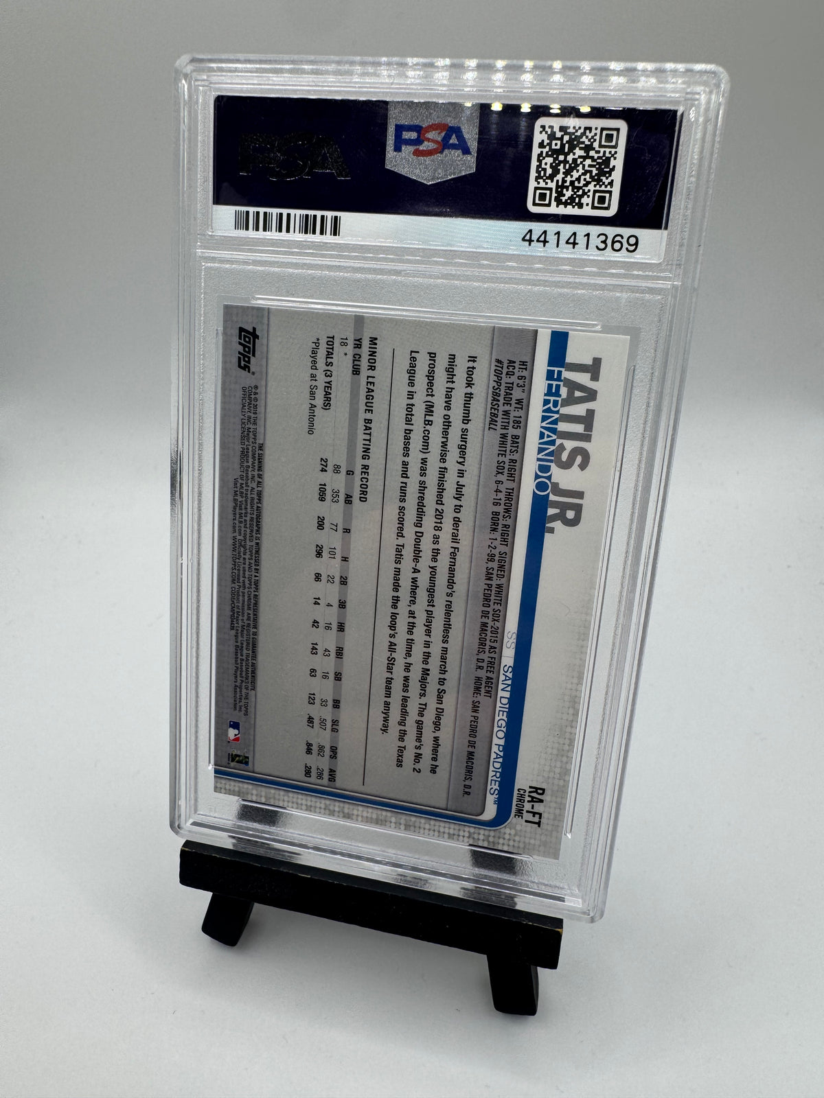 2019 Topps Chrome RC Auto PSA 10 Fernando Tatis Jr. #RA-FT San Diego Padres