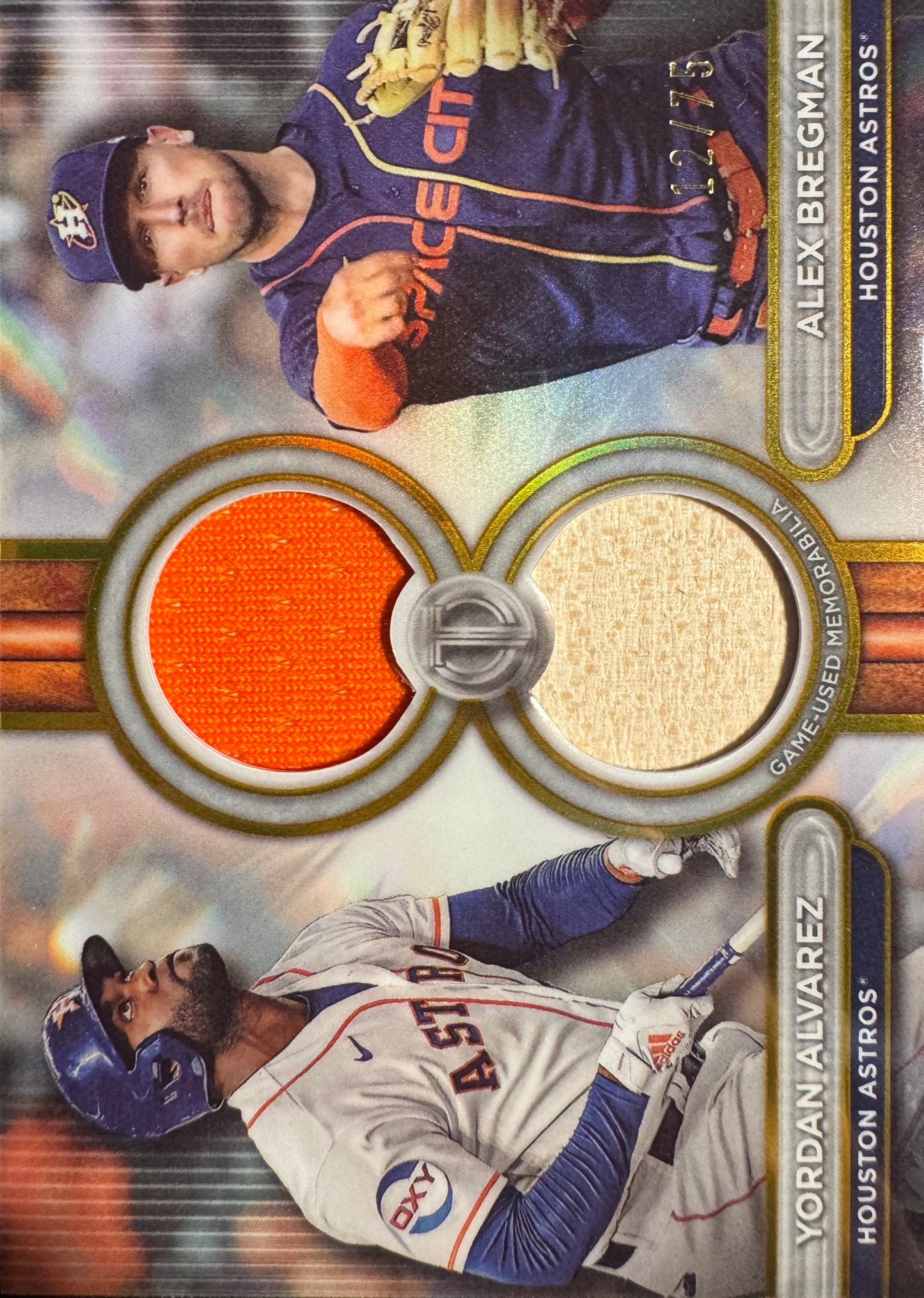 2024 Topps Tribute Dual Relic used Yordan Alvarez Alex Bregman /75 #DR2-AB Houston Astros