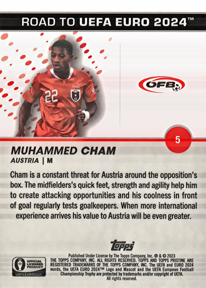 2023 Topps Pristine Road To Euro 2024 Muhammed Cham National Debut #5 Austria