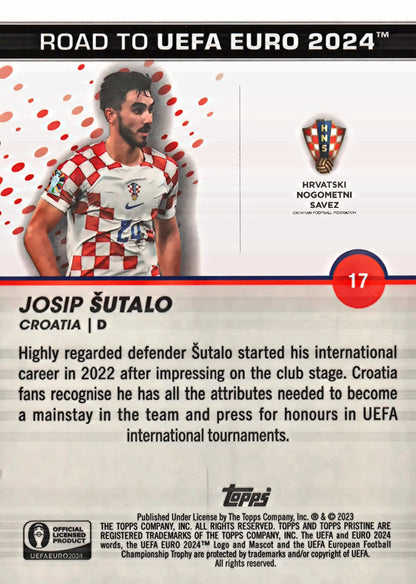2023 Topps Pristine Road To Euro 2024 Josip Šutalo National Debut #17 Croatia