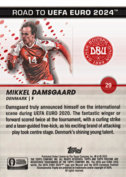 2023 Topps Pristine Road To Euro 2024 Mikkel Damsgaard #29 Denmark