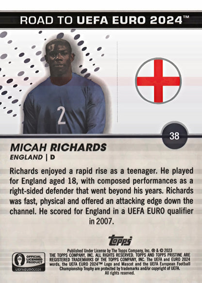 2023 Topps Pristine Road To Euro 2024 Micah Richards #38 England