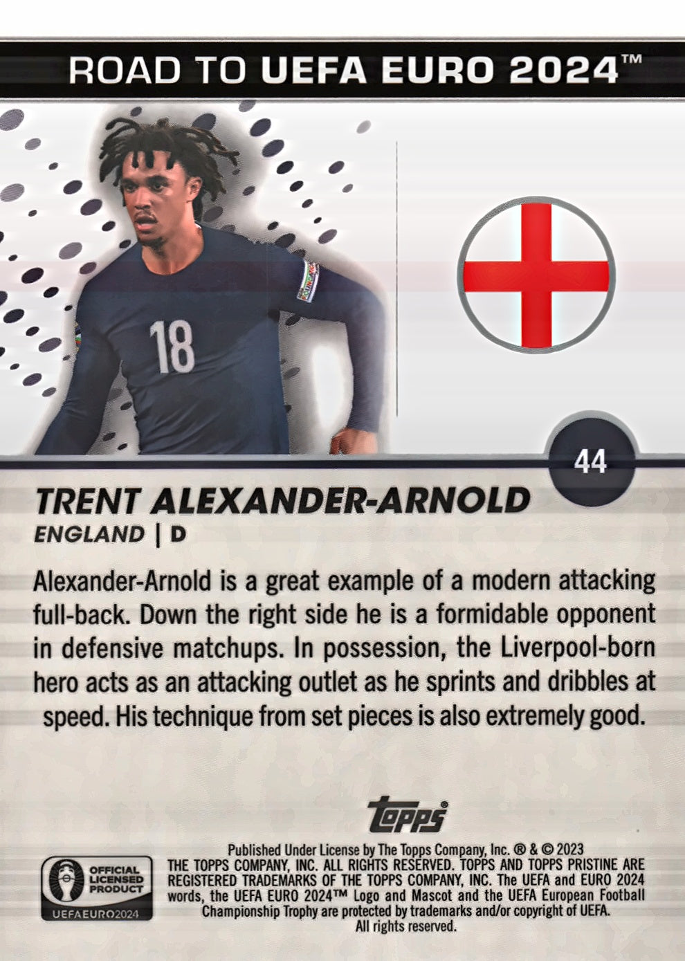 2023 Topps Pristine Road To Euro 2024 Trent Alexander-Arnold #44 England