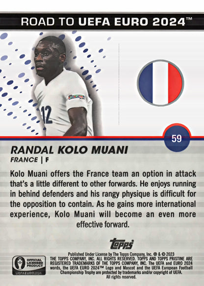 2023 Topps Pristine Road To Euro 2024 National Debut Randal Kolo Muani #59 France