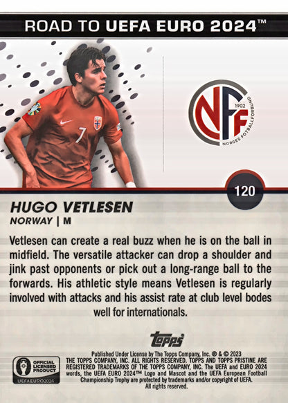 2023 Topps Pristine Road To Euro 2024 Hugo Vetlesen National Debut #120 Norway