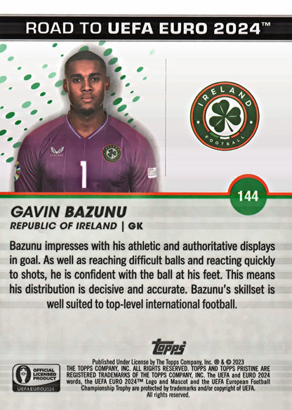2023 Topps Pristine Road To Euro 2024 Gavin Bazunu #144 Republic of Ireland