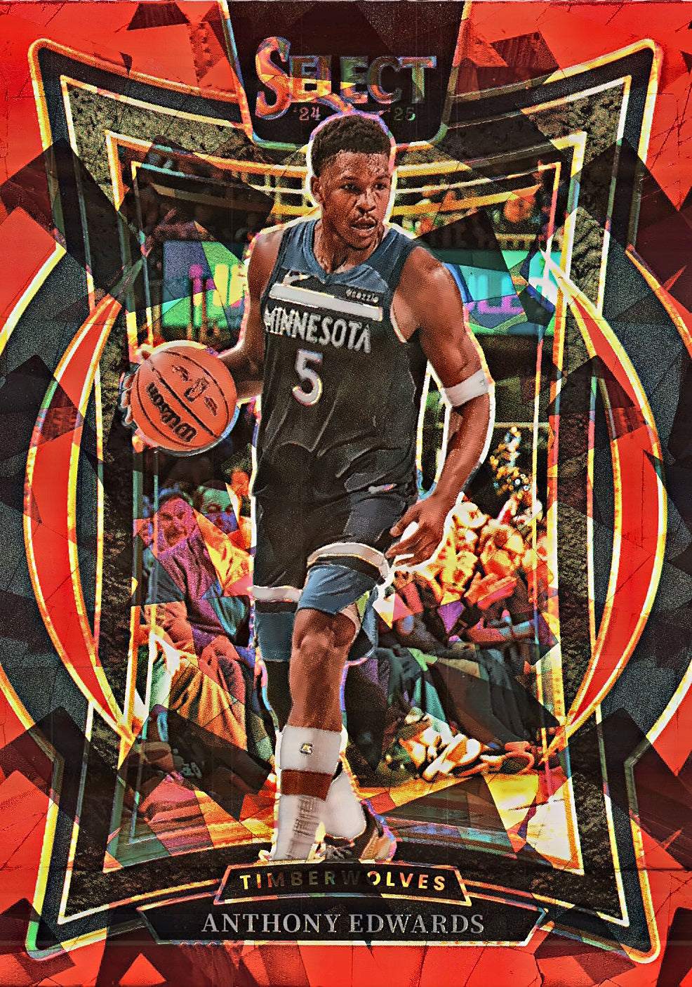 2024 Panini Select Red Cracked Ice Prizm Anthony Edwards Concourse #23 Minnesota Timberwolves