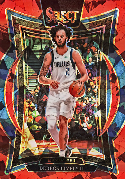 2024 Panini Select Red Cracked Ice Prizm Dereck Lively II Concourse #26 Dallas Mavericks