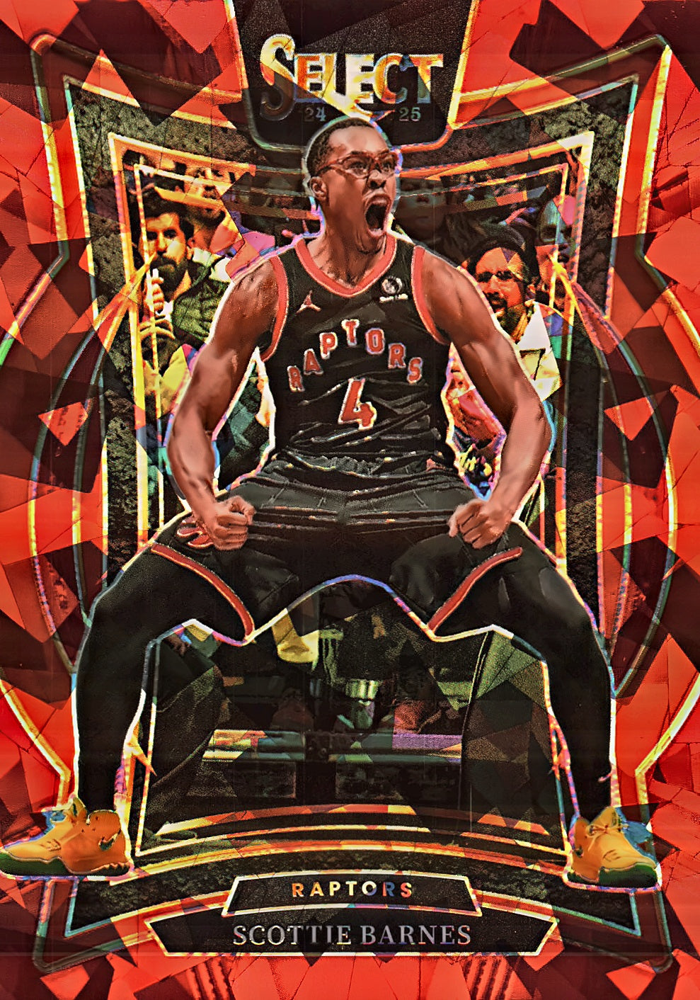 2024 Panini Select Red Cracked Ice Prizm Scottie Barnes Concourse #30 Toronto Raptors