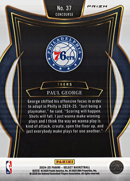 2024 Panini Select Red Cracked Ice Prizm Paul George Concourse #37 Los Angeles Clippers