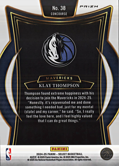 2024 Panini Select Red Cracked Ice Prizm Klay Thompson Concourse #38 Dallas Mavericks