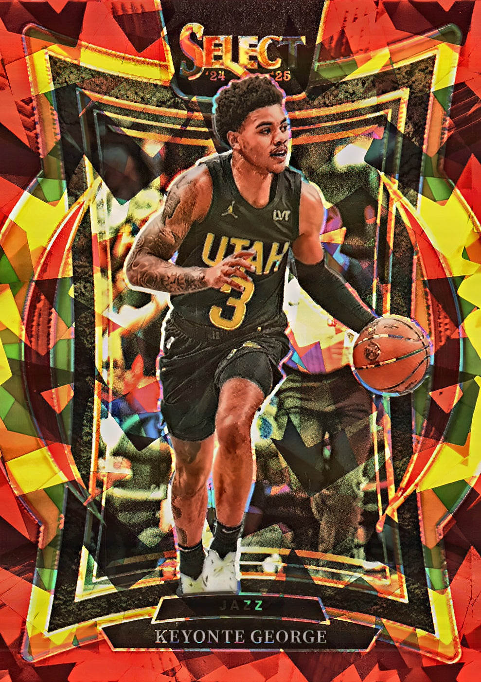 2024 Panini Select Red Cracked Ice Prizm Keyonte George Concourse #49 Utah Jazz