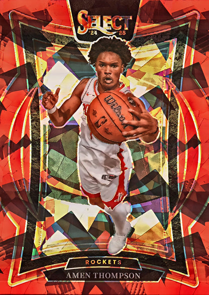 2024 Panini Select Red Cracked Ice Prizm Amen Thompson Concourse #59 Houston Rockets