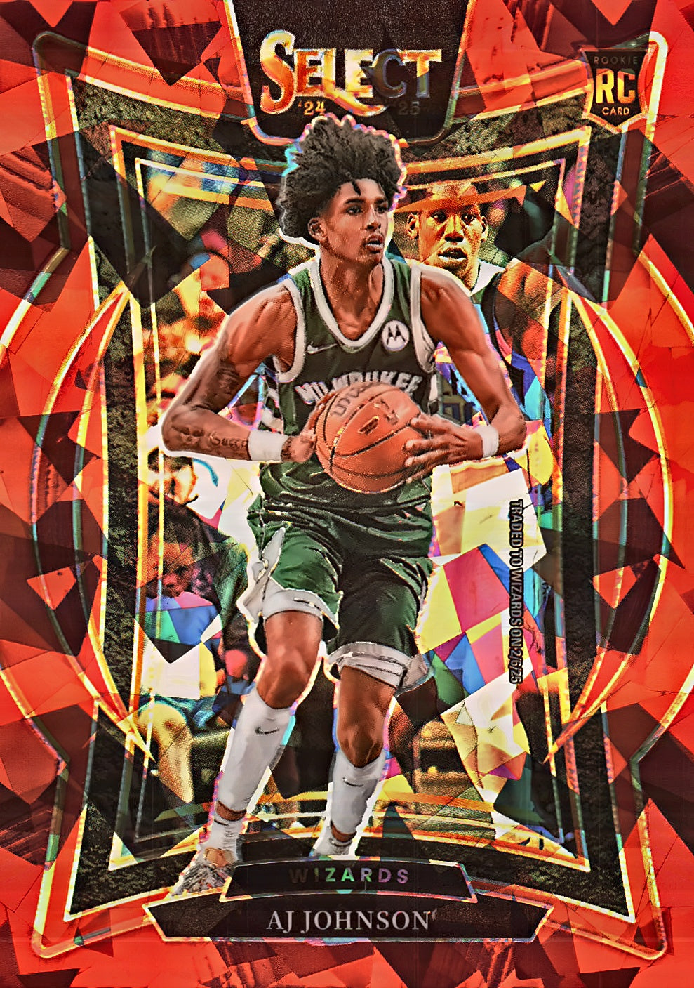 2024 Panini Select Red Cracked Ice Prizm AJ Johnson RC Concourse #67 Washington Wizards