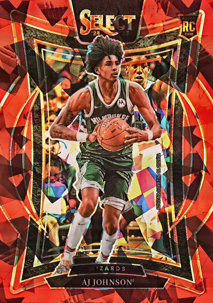 2024 Panini Select Red Cracked Ice Prizm AJ Johnson RC Concourse #67 Washington Wizards