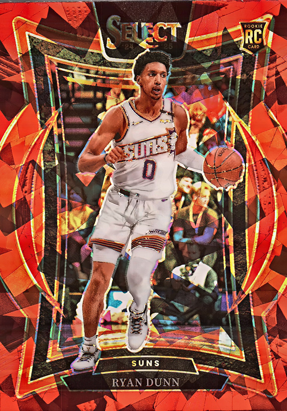 2024 Panini Select Red Cracked Ice Prizm Ryan Dunn RC Concourse #100 Phoenix Suns