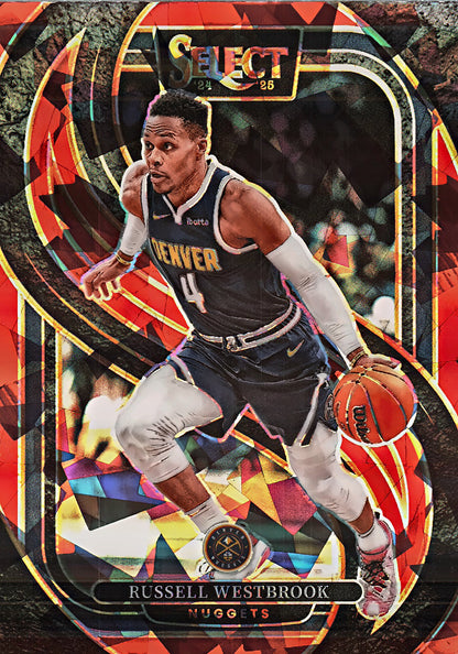 2024 Panini Select Red Cracked Ice Prizm Russell Westbrook Premier #104 Los Angeles Clippers