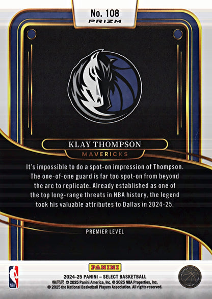 2024 Panini Select Red Cracked Ice Prizm Klay Thompson Premier #108 Dallas Mavericks