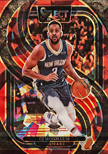 2024 Panini Select Red Cracked Ice Prizm CJ McCollum Premier #133 New Orleans Pelicans