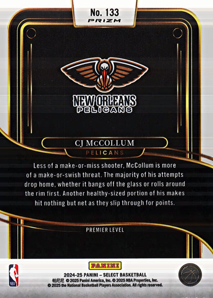 2024 Panini Select Red Cracked Ice Prizm CJ McCollum Premier #133 New Orleans Pelicans