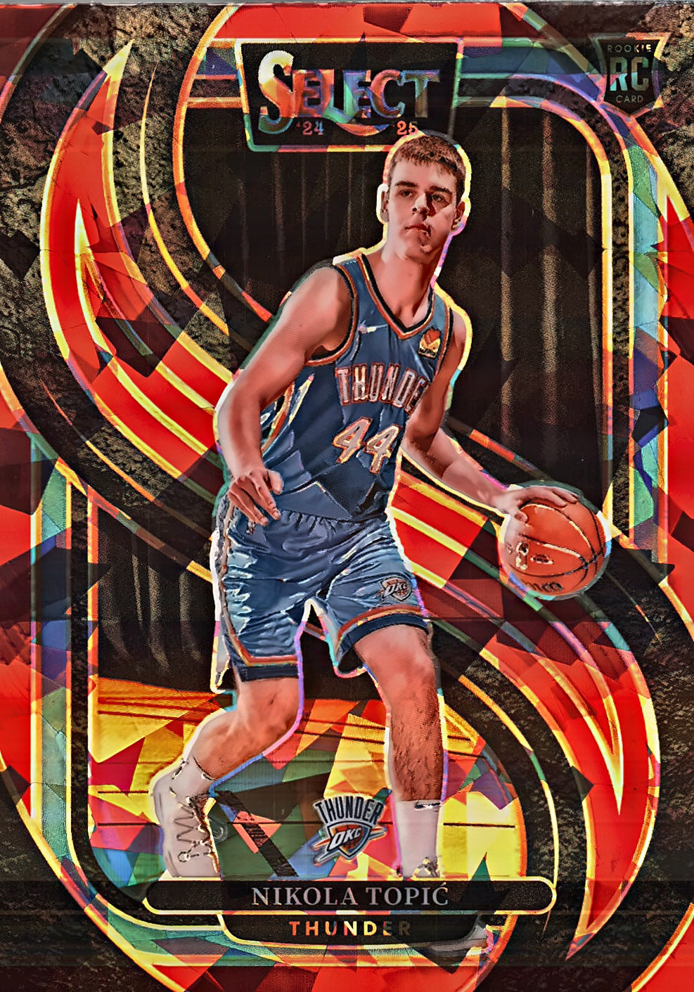 2024 Panini Select Red Cracked Ice Prizm Nikola Topić RC Premier #171 Oklahoma City Thunder