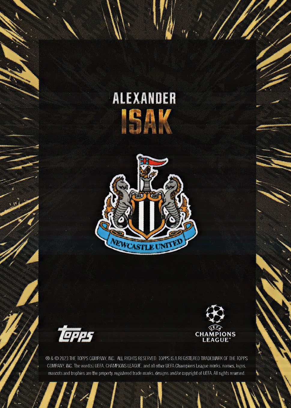 2023 Topps Gold x Whip UCC Gold Alexander Isak Newcastle United