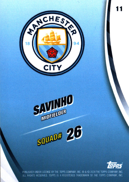 2024 Topps Blue Moon Manchester City Savinho #11 Manchester City