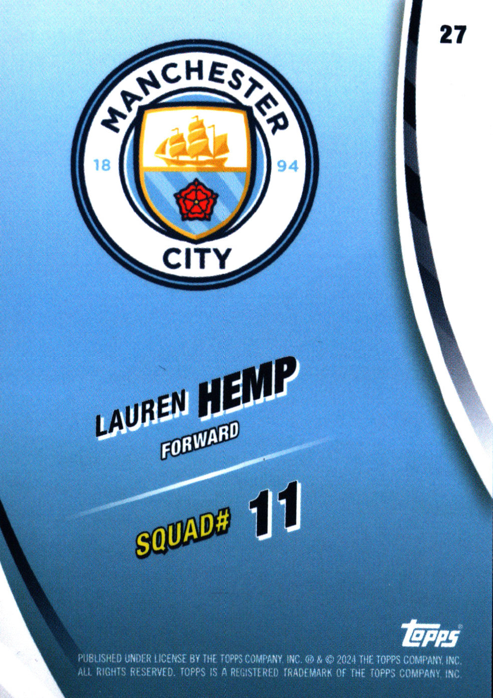 2024 Topps Blue Moon Manchester City Lauren Hemp #27 Manchester City WFC