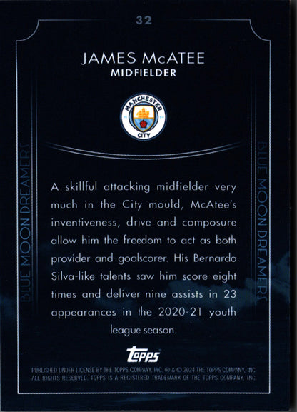 2024 Topps Blue Moon Manchester City James McAtee Dreamers #32 Manchester City