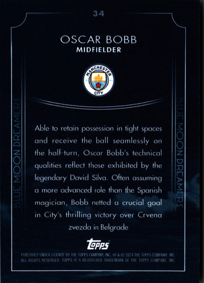 2024 Topps Blue Moon Manchester City Oscar Bobb Dreamers #34 Manchester City