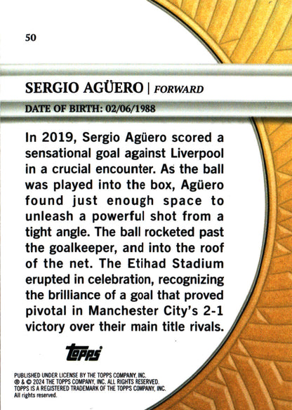 2024 Topps Blue Moon Manchester City Sergio Aguero GM #50 Manchester City