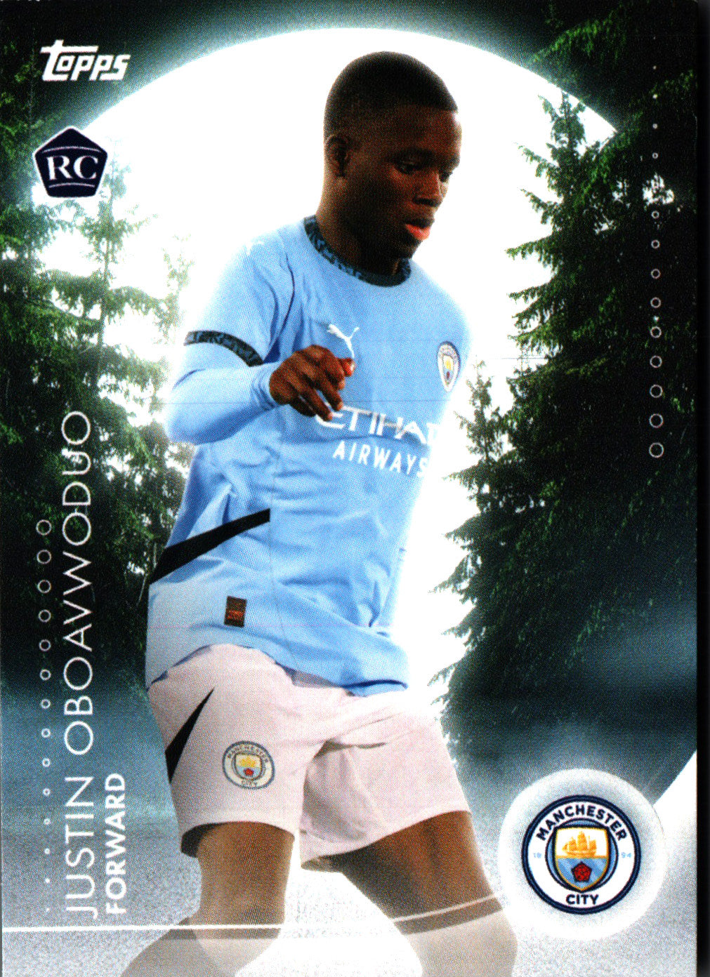 2024 Topps Blue Moon Manchester City Moonshine Justin Oboavwoduo #MO-10 Manchester City