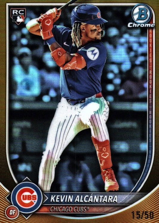 2025 Topps Bowman Chrome Gold /50 Kevin Alcantara #44 Chicago Cubs