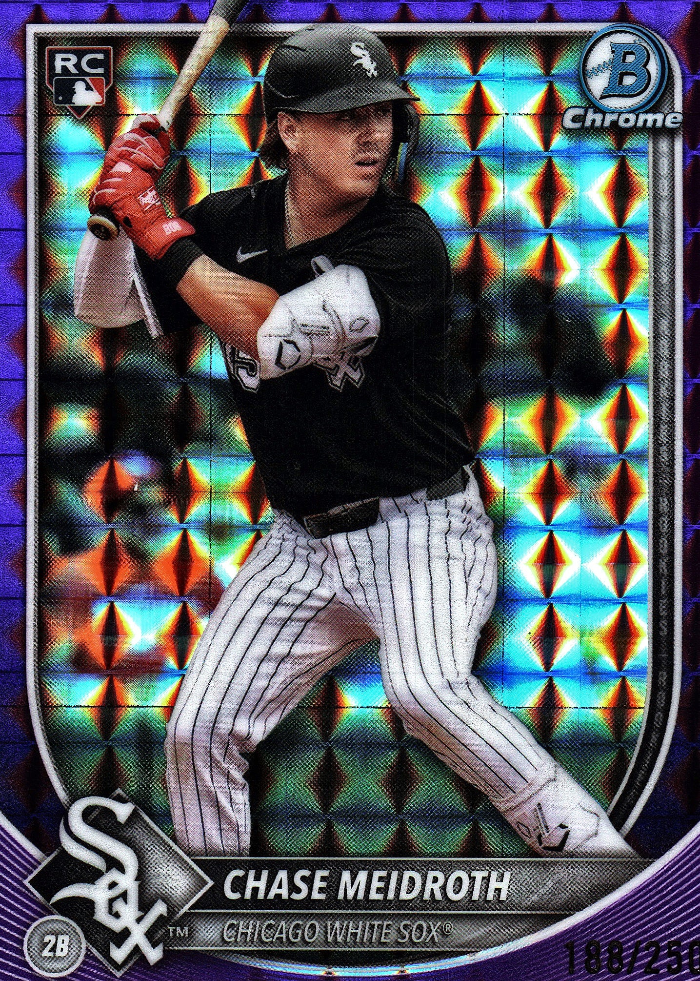 2025 Topps Bowman Chrome Purple Geometric /250 Chase Meidroth #71 Chicago White Sox