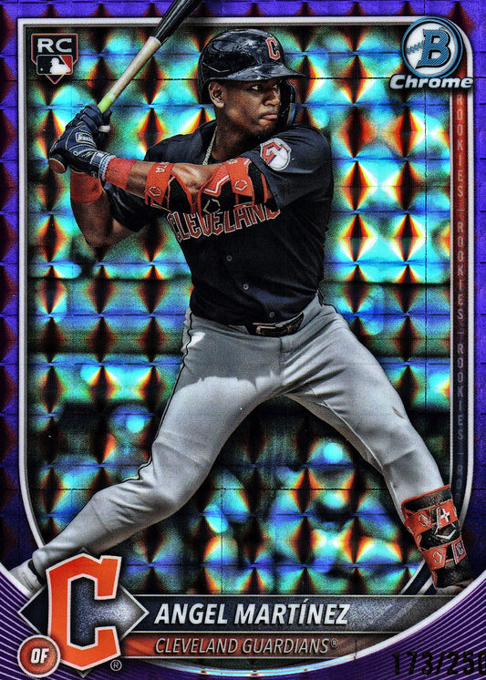 2025 Topps Bowman Chrome Purple Geometric /250 Angel Martinez #68 Cleveland Guardians