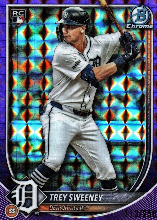 2025 Topps Bowman Chrome Purple Geometric /250 Trey Sweeney #25 Detroit Tigers