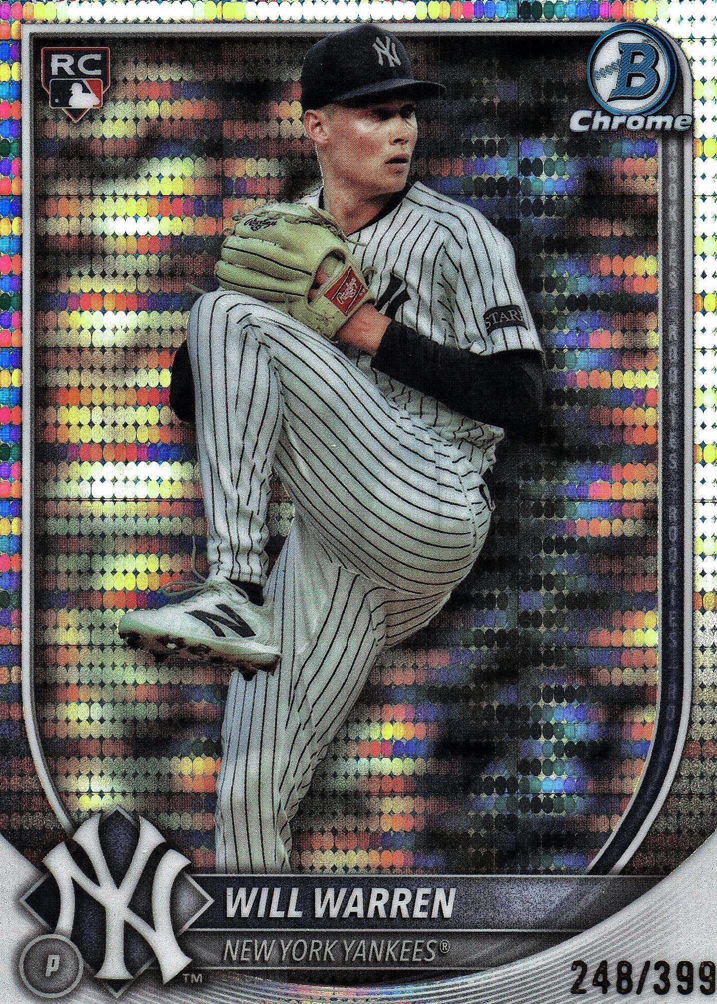 2025 Topps Bowman Chrome Pulsar /399 Will Warren #79 New York Yankees