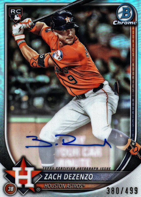 2025 Topps Bowman Chrome Rookie Autographs Refractor /499 Zach Dezenzo #CRA-ZD Houston Astros