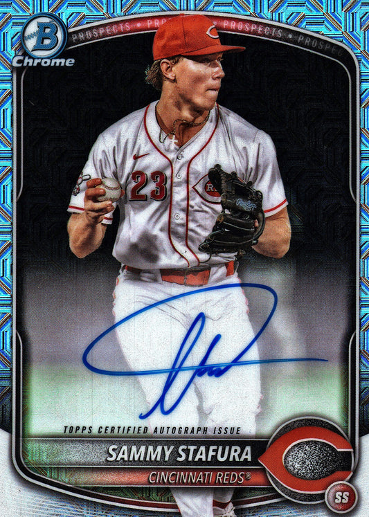 2025 Topps Bowman Chrome Prospect Autographs Mojo Sammy Stafura AU #CPA-SS Cincinnati Reds