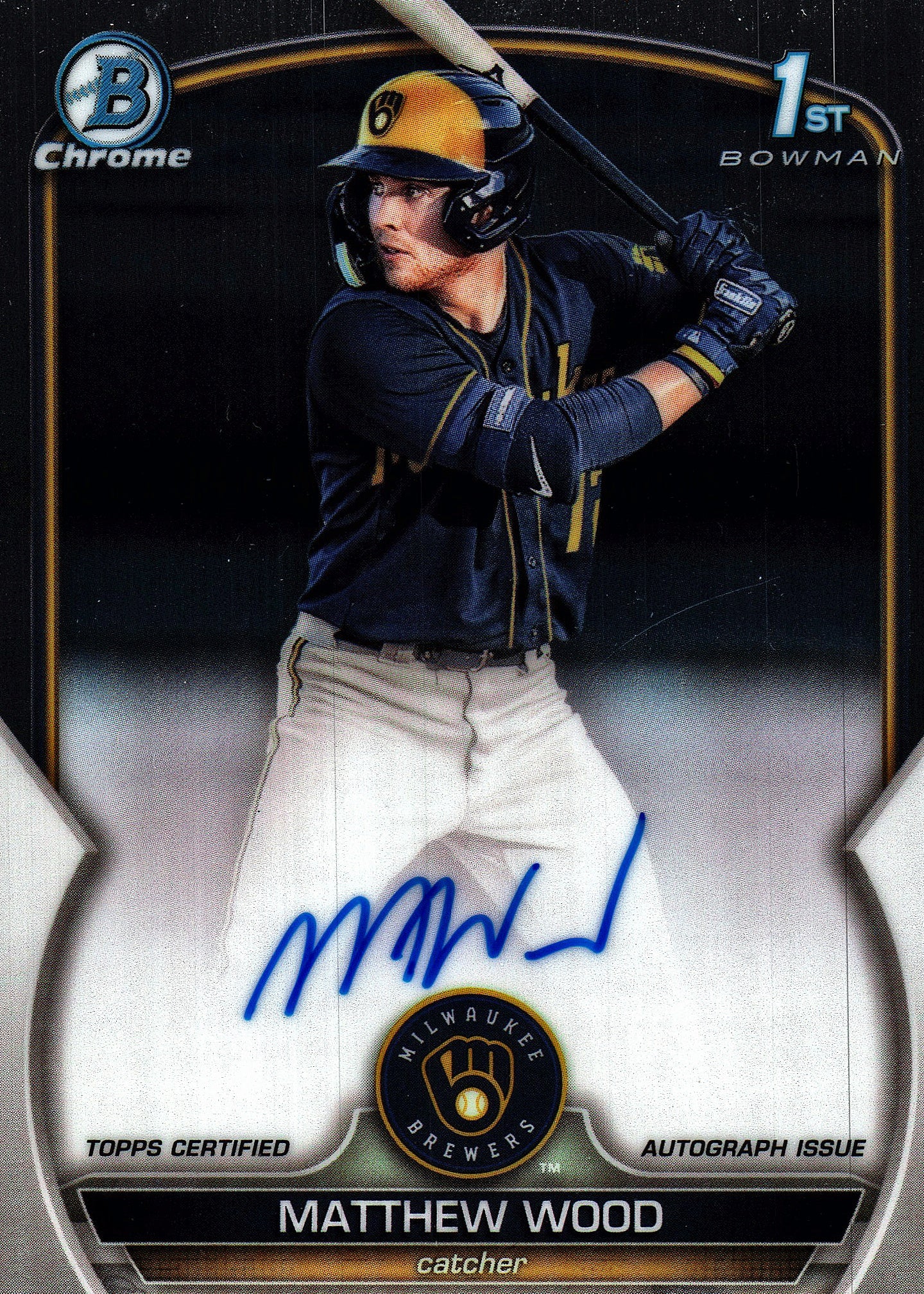 2023 Topps Bowman Chrome Prospect Autographs Matthew Wood AU #CPA-MW Milwaukee Brewers