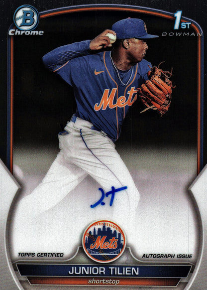 2023 Topps Bowman Chrome Prospect Autographs Junior Tilien AU #CPA-JT New York Mets